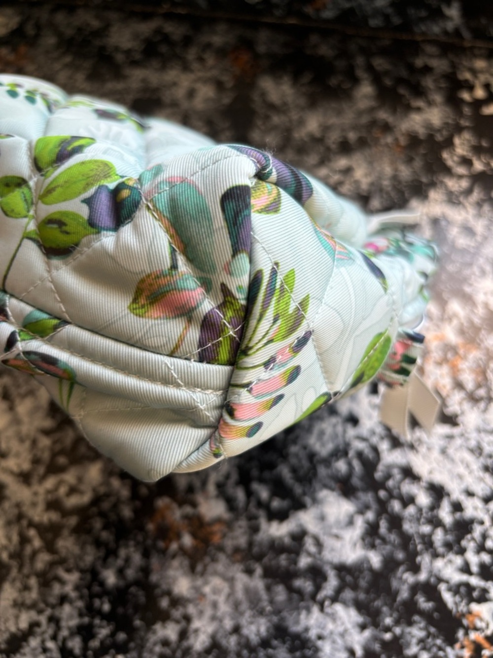 Vera Bradley Quilted Floral Cosmetic Bag in Light Blue with Green Accents - Picture 4 of 11